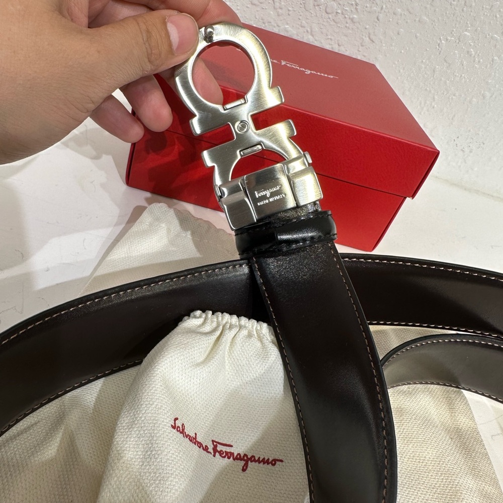 Brand New Ferragamo Reversible Black And Brown Unisex Belts - Picture 7 of 8